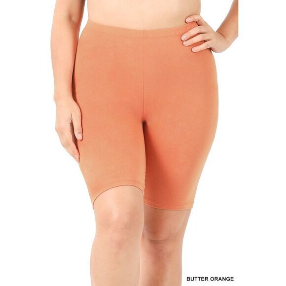 Zenana Plus Size  Cotton Bike Shorts‎ Size 3X Butter Orange Stretchy Comfy Fit - Picture 2 of 5
